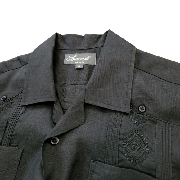 Black Guayabera Succeso UOMO by PHITA size small and size large NWOT - Picture 2 of 4